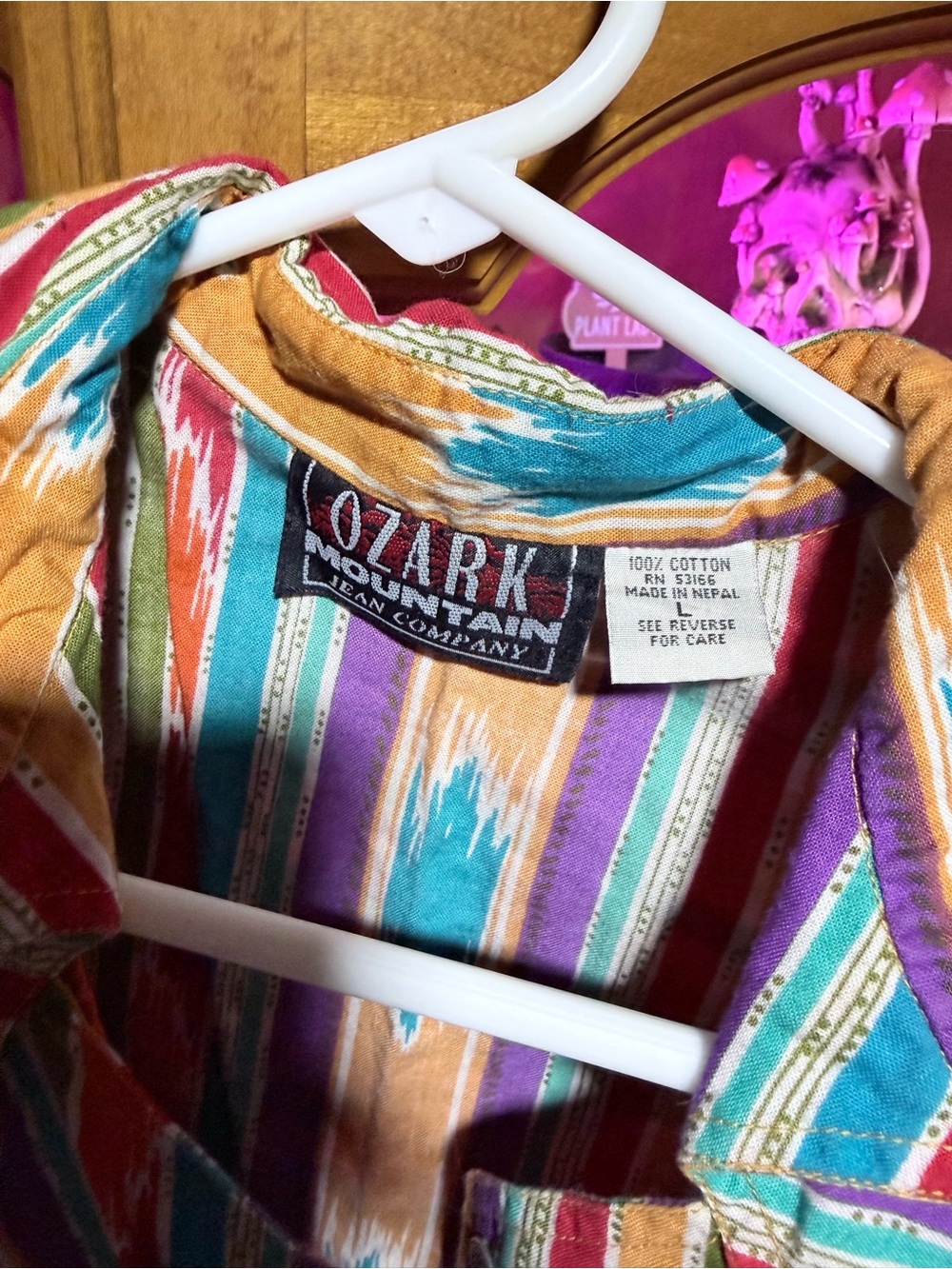 Vintage Ozark Mountain Colorful Striped Sleeveless Button-Up Shirt - Picture 2 of 3
